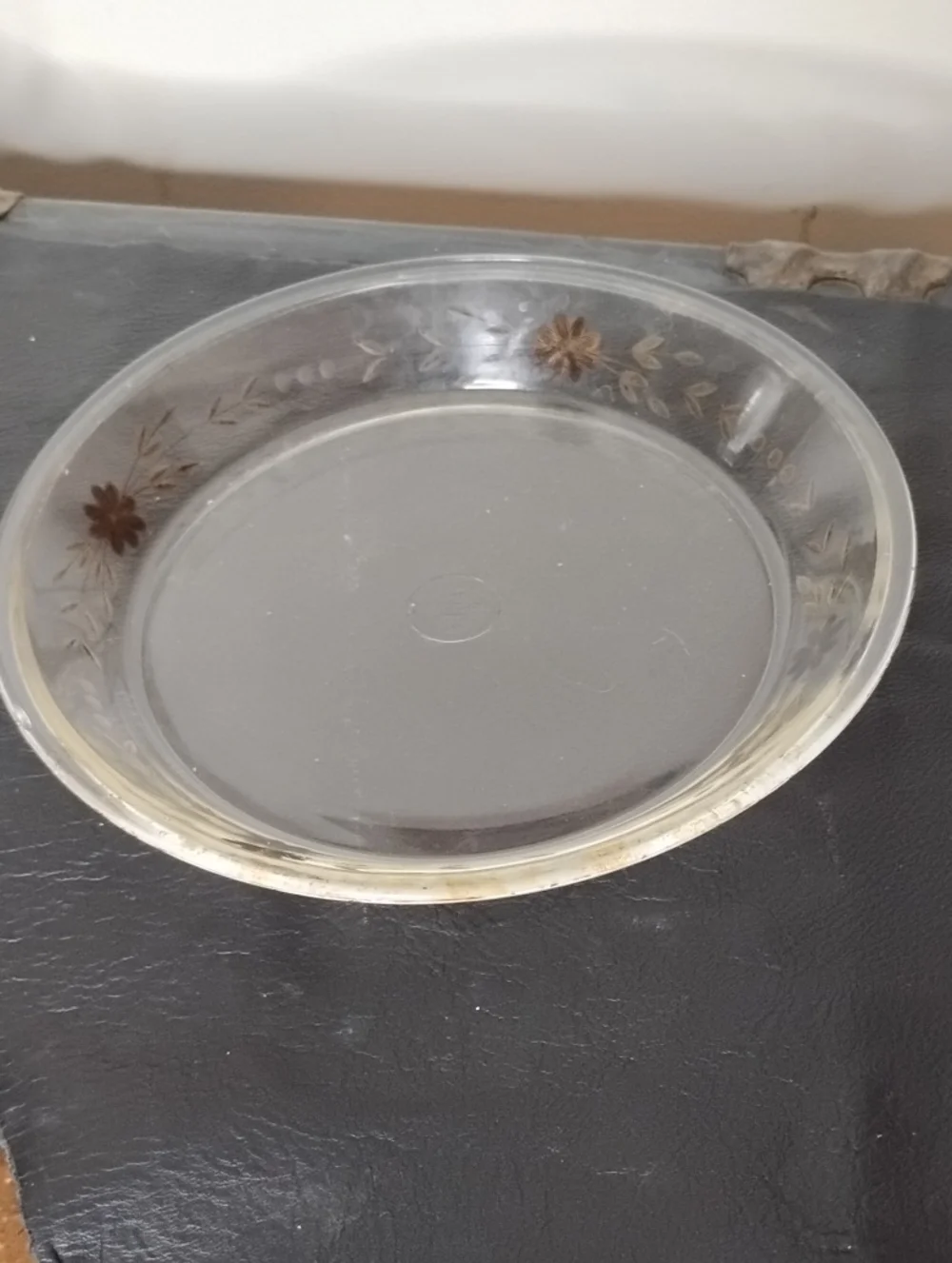 Pyrex Clear Glass Serving Plate with Floral Etching